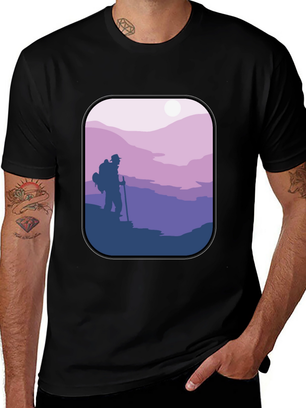 Hiking Adventure Graphic Tee - Black Cotton Comfort