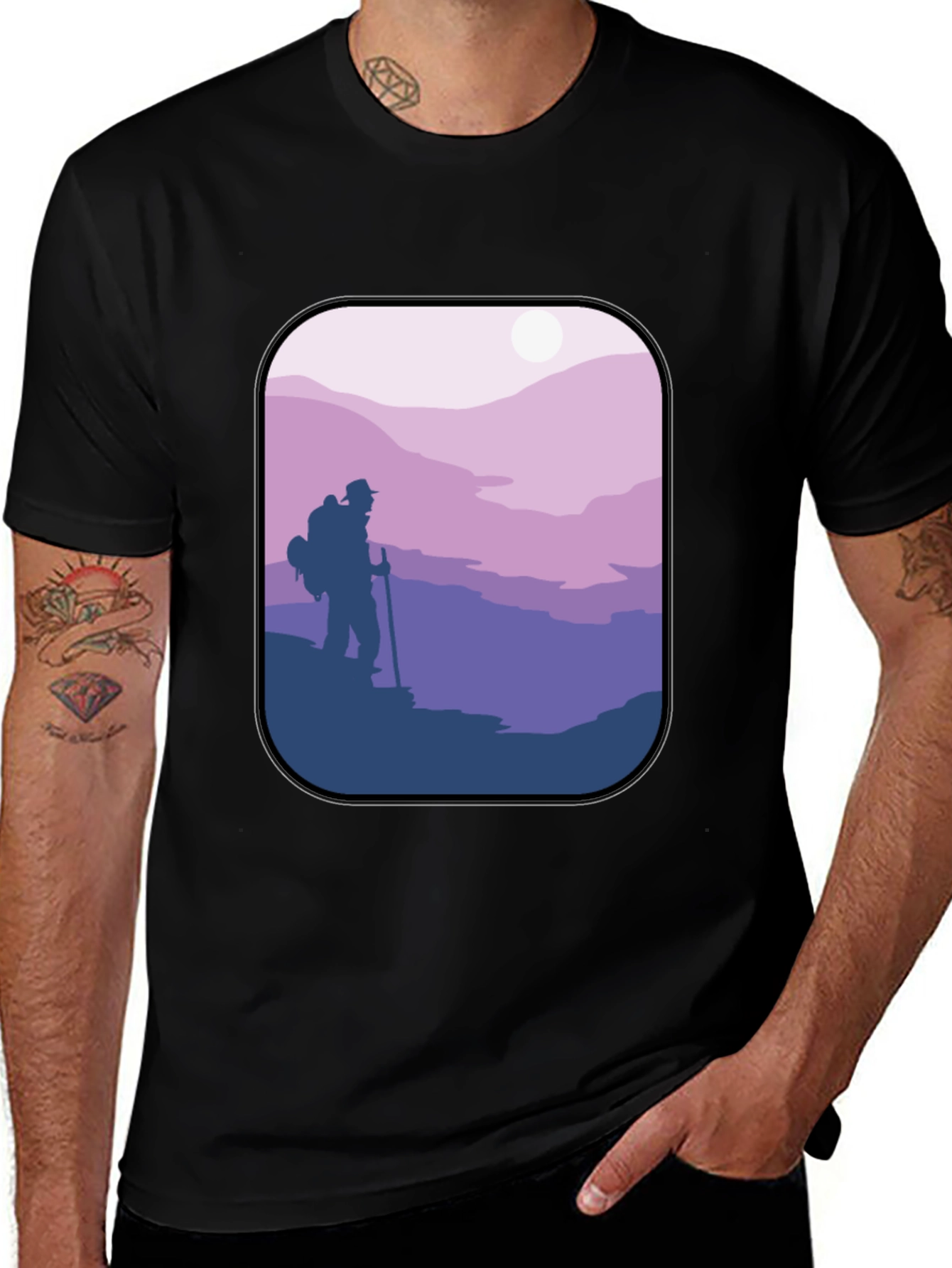 Hiking Adventure Graphic Tee - Black Cotton Comfort