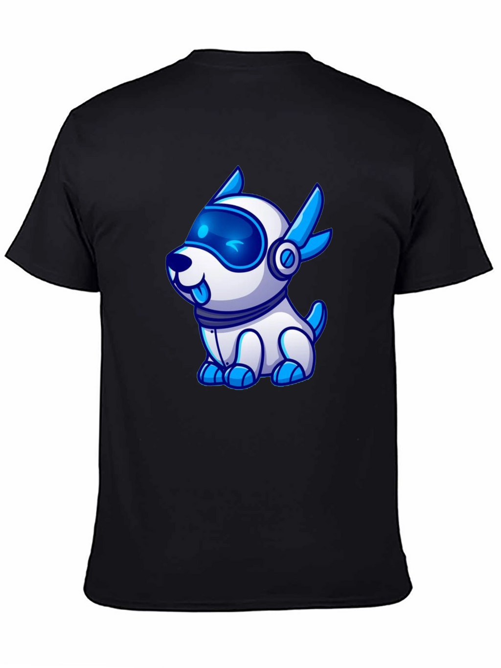 Cool Robot Dog Graphic Tee - Black T-Shirt