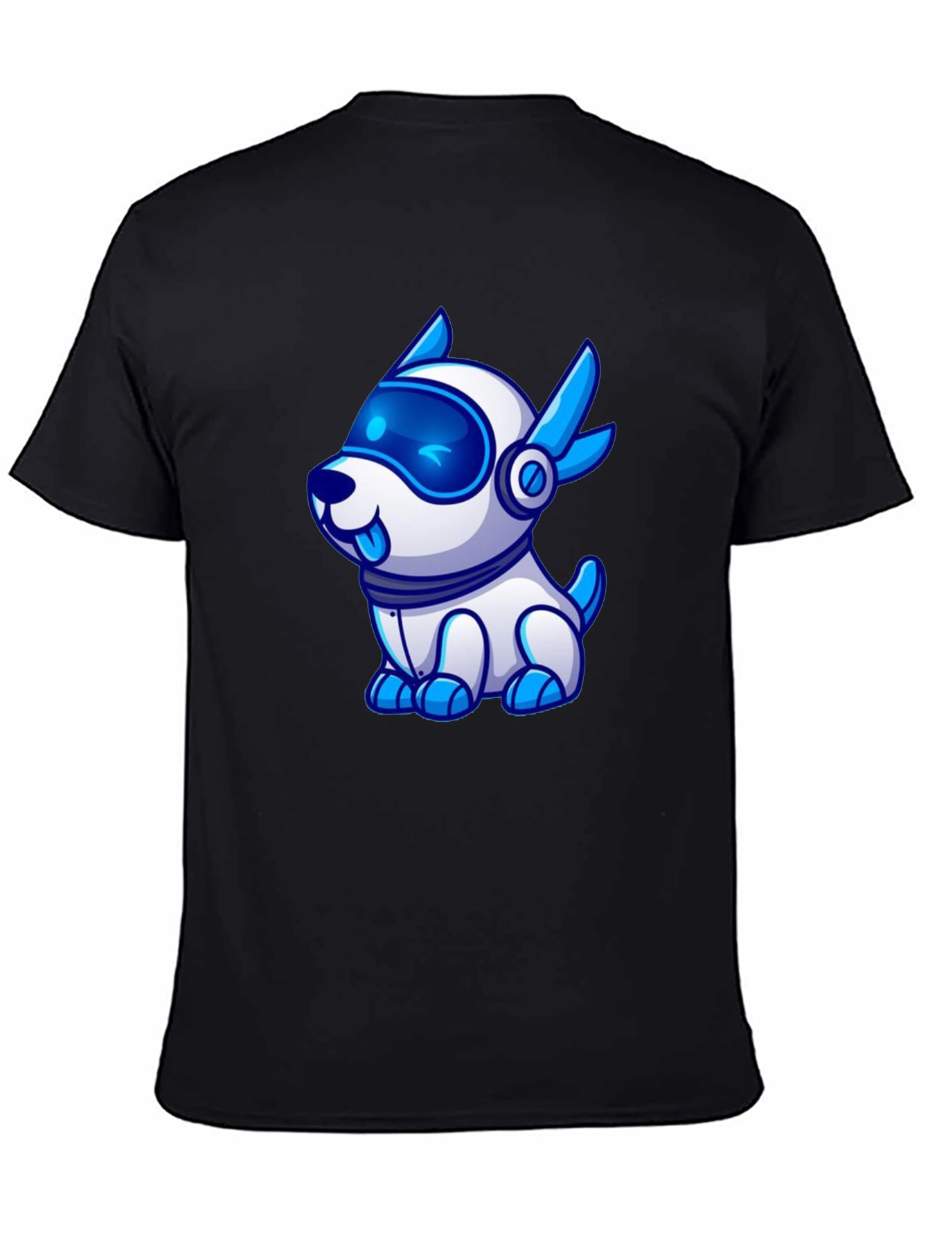 Cool Robot Dog Graphic Tee - Black T-Shirt