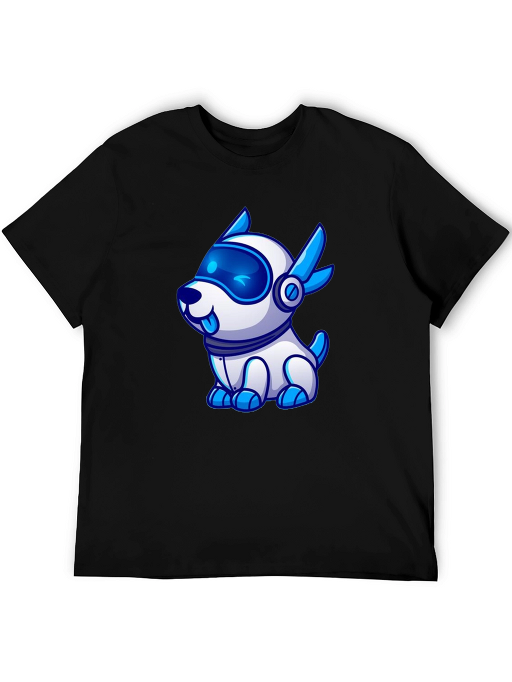 Cool Robot Dog Graphic Tee - Black T-Shirt