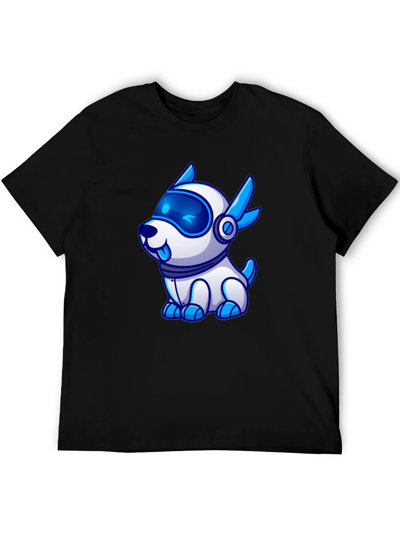Cool Robot Dog Graphic Tee - Black T-Shirt