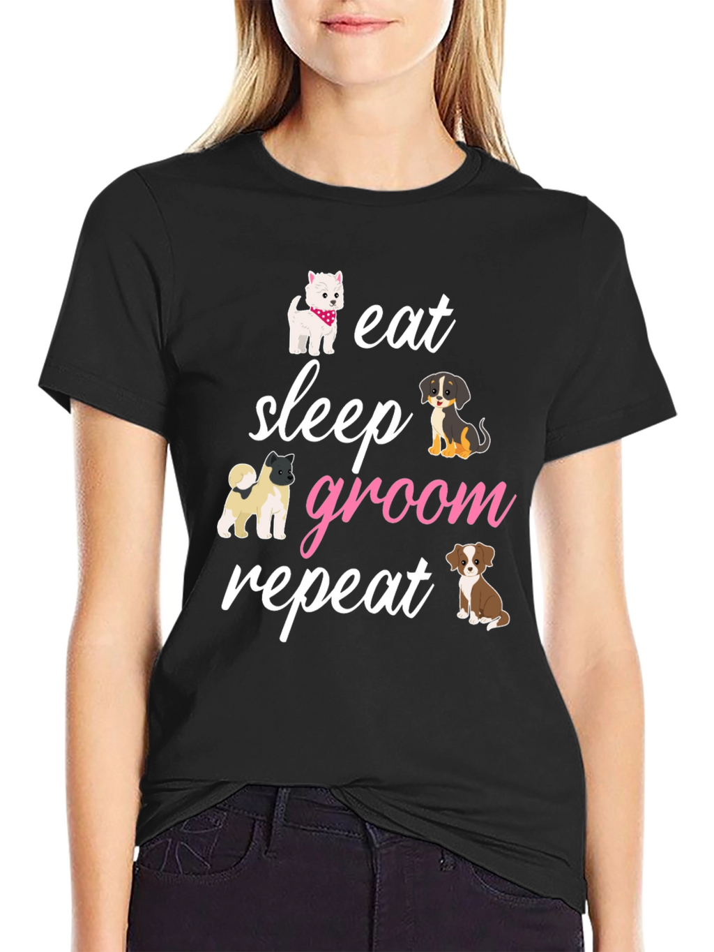 Eat Sleep Groom Repeat Dog Lover T-Shirt