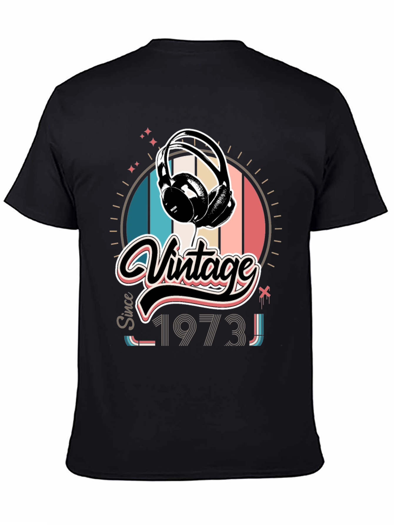 Vintage Since 1973 Headphones Graphic T-Shirt