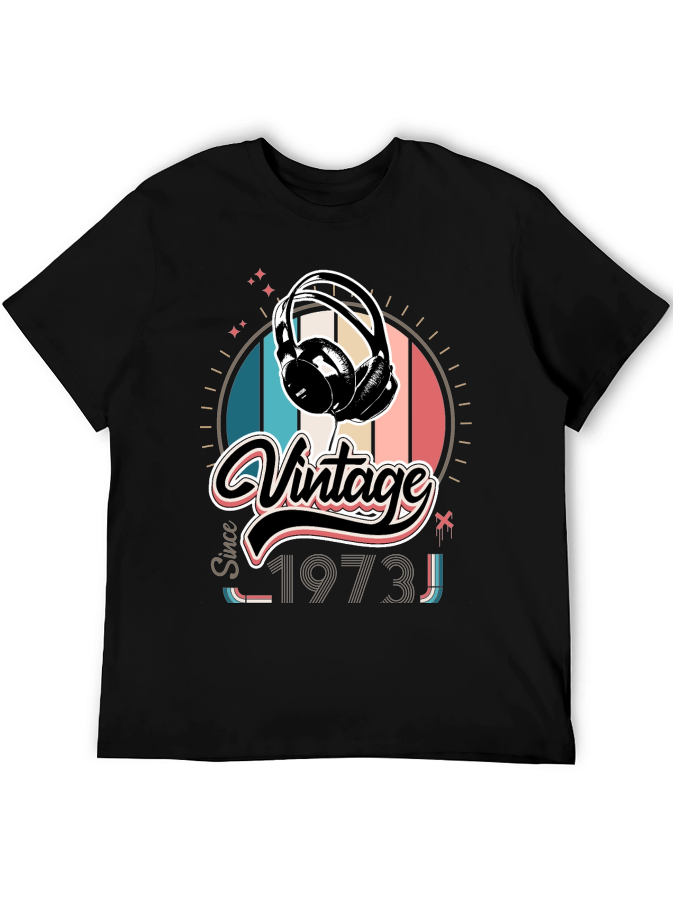 Vintage Since 1973 Headphones Graphic T-Shirt