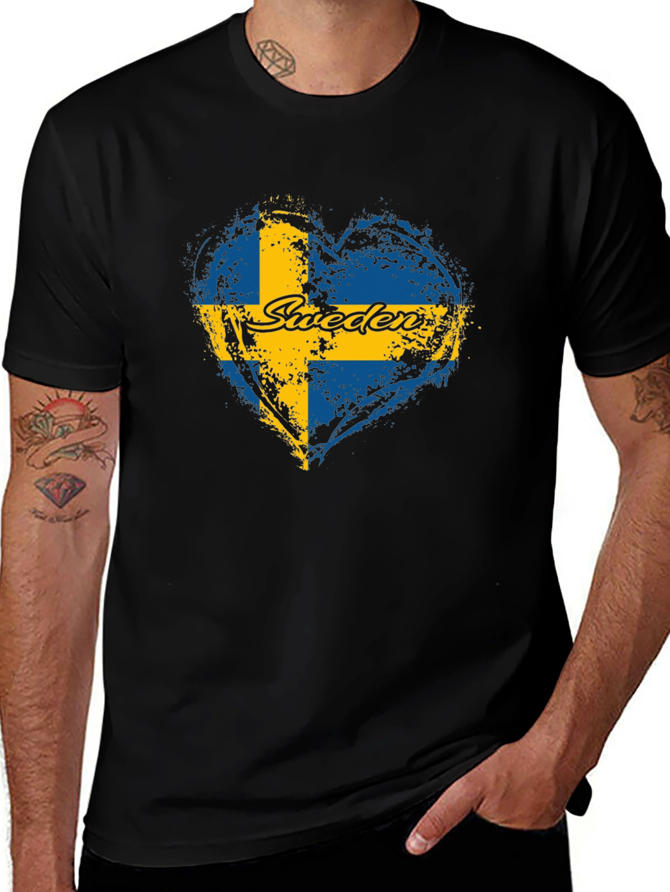 Sweden Flag Heart T-Shirt - Love Swedish Pride