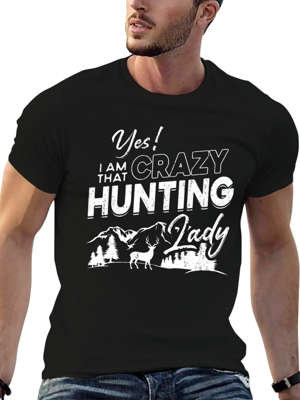 Crazy Hunting Lady Graphic Tee