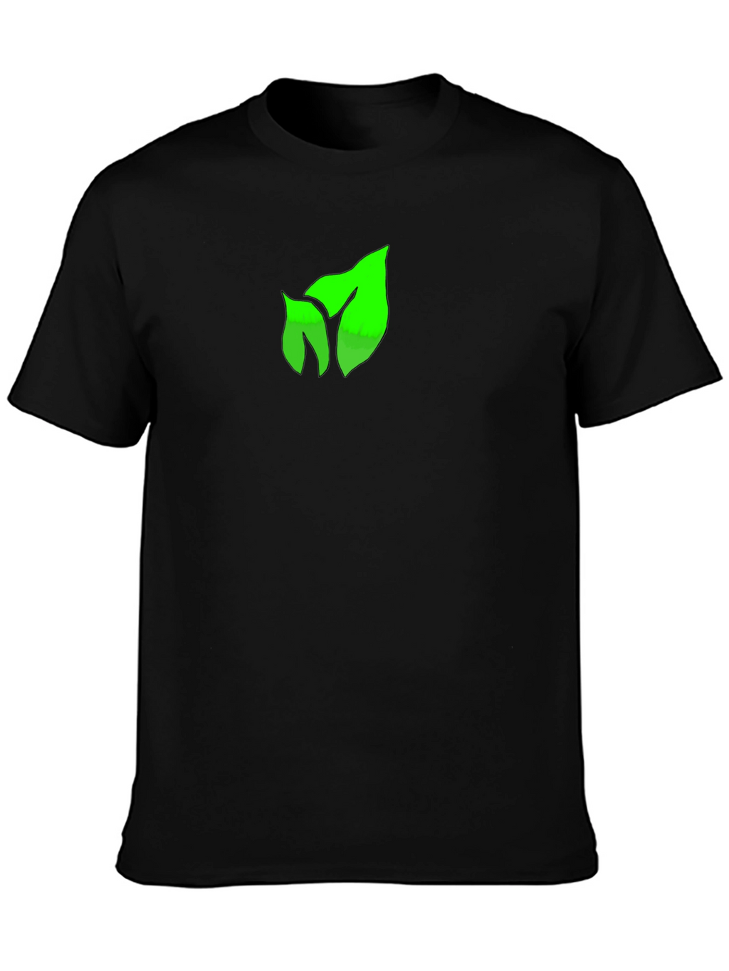 Green Leaf Graphic Black T-Shirt