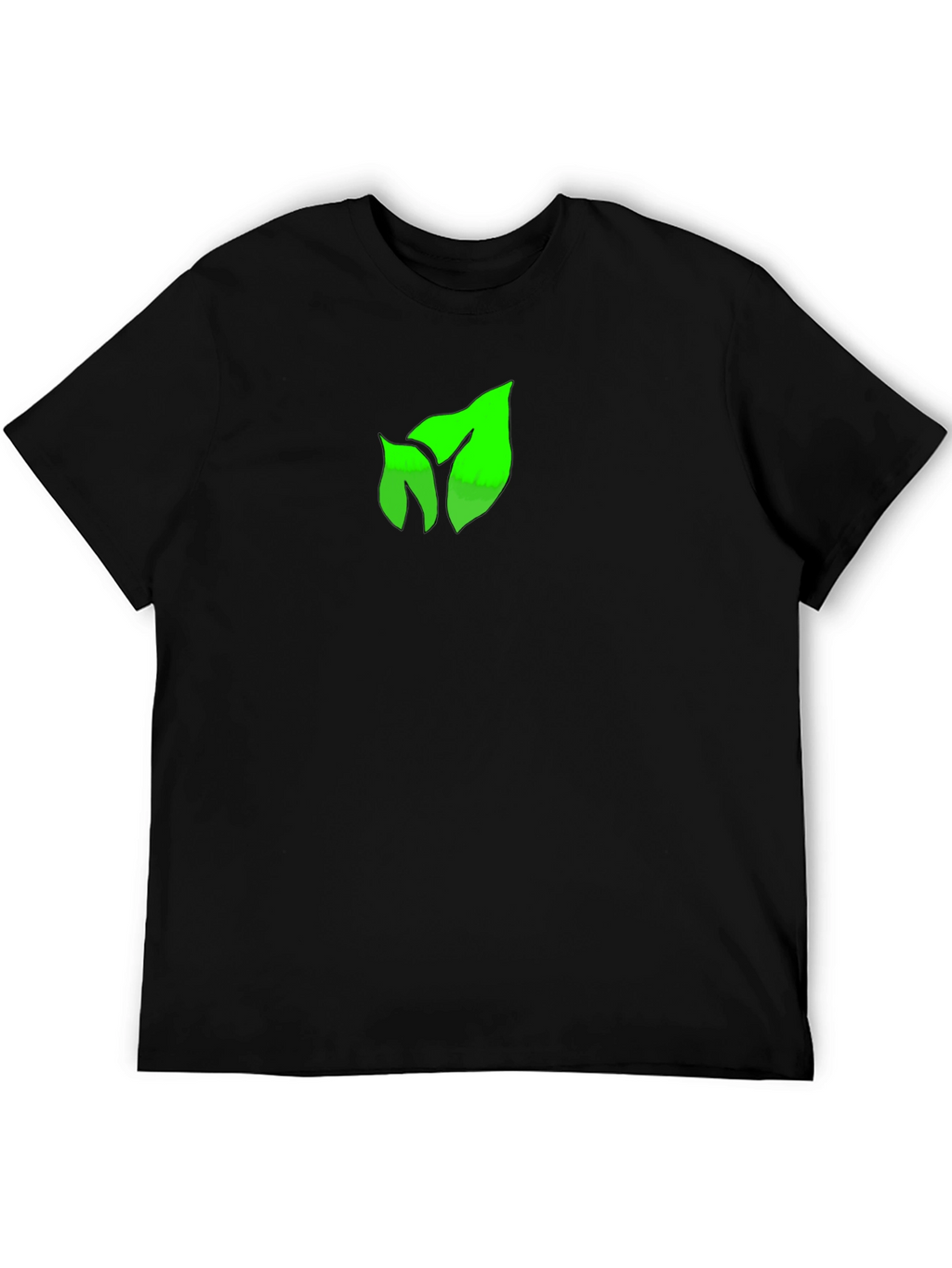 Green Leaf Graphic Black T-Shirt