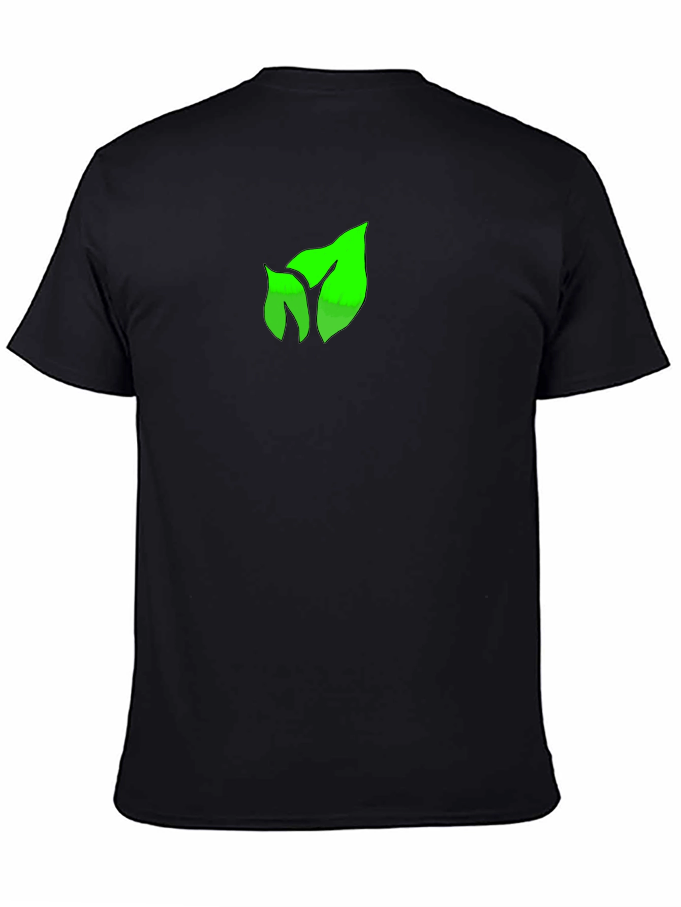 Green Leaf Graphic Black T-Shirt