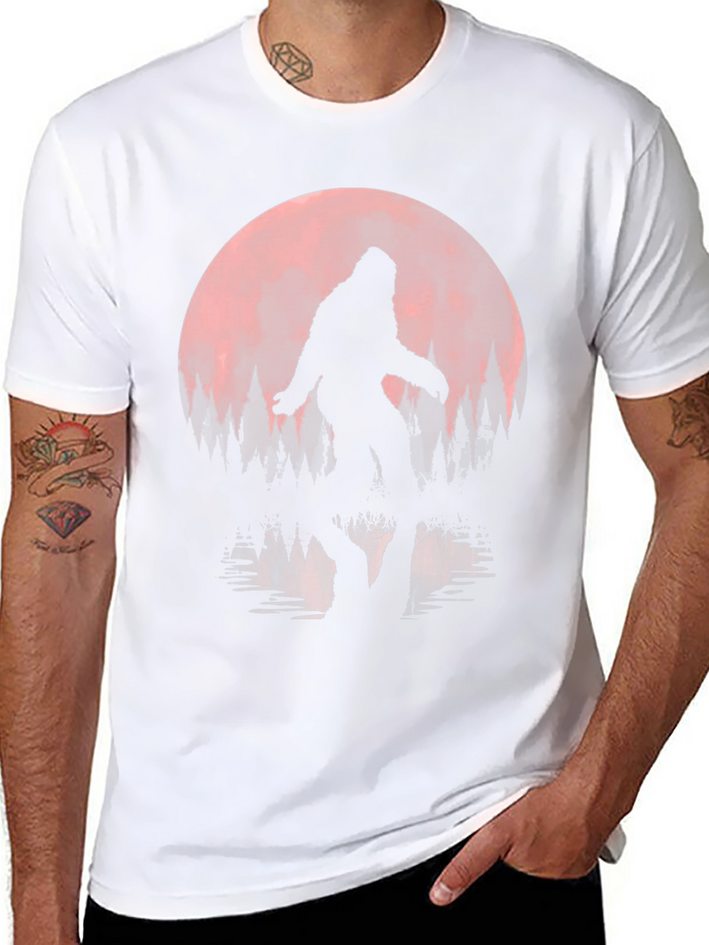 Bigfoot Moon Mens Graphic Tee