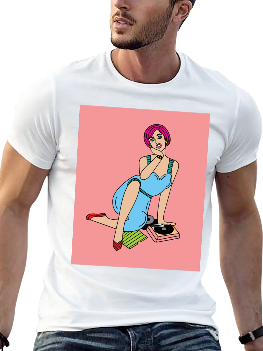 Retro Pop Art Graphic Tee - Vinyl Vibes