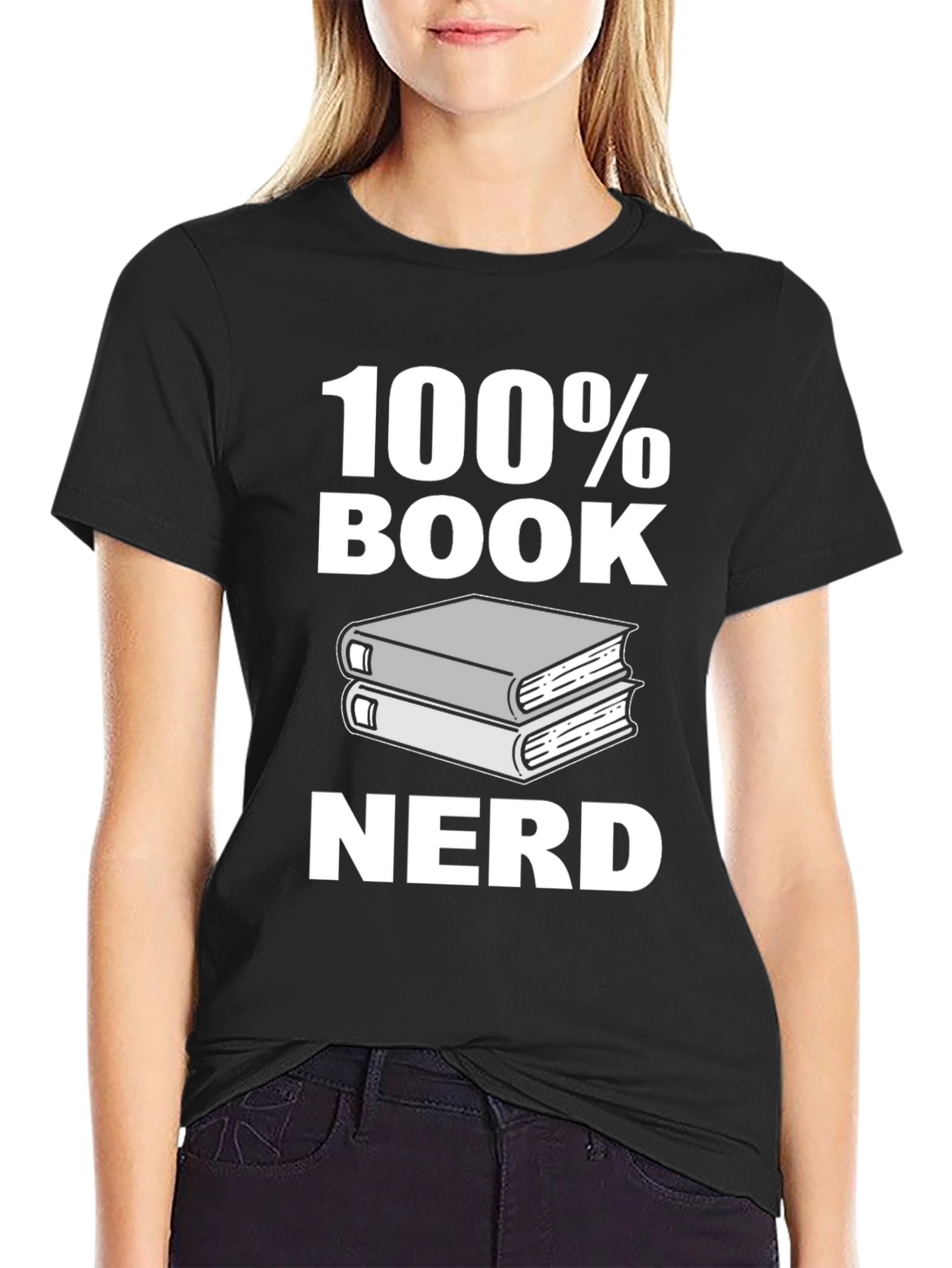 100% Book Nerd Graphic Tee - Black Unisex T-Shirt