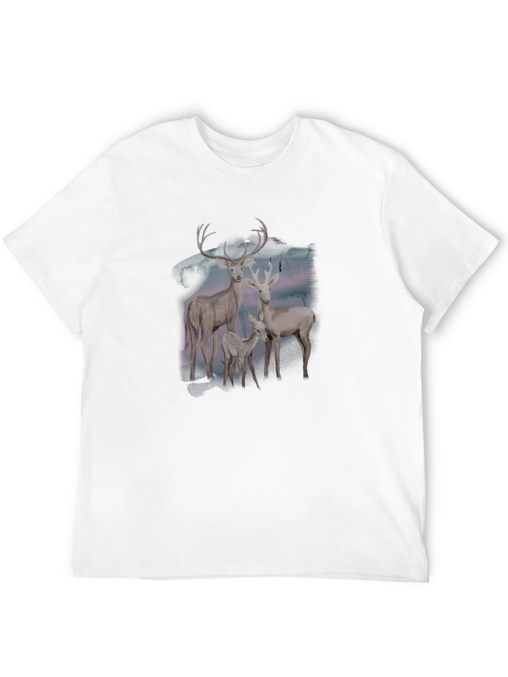 Deer Family Graphic Tee - Black Cotton Blend