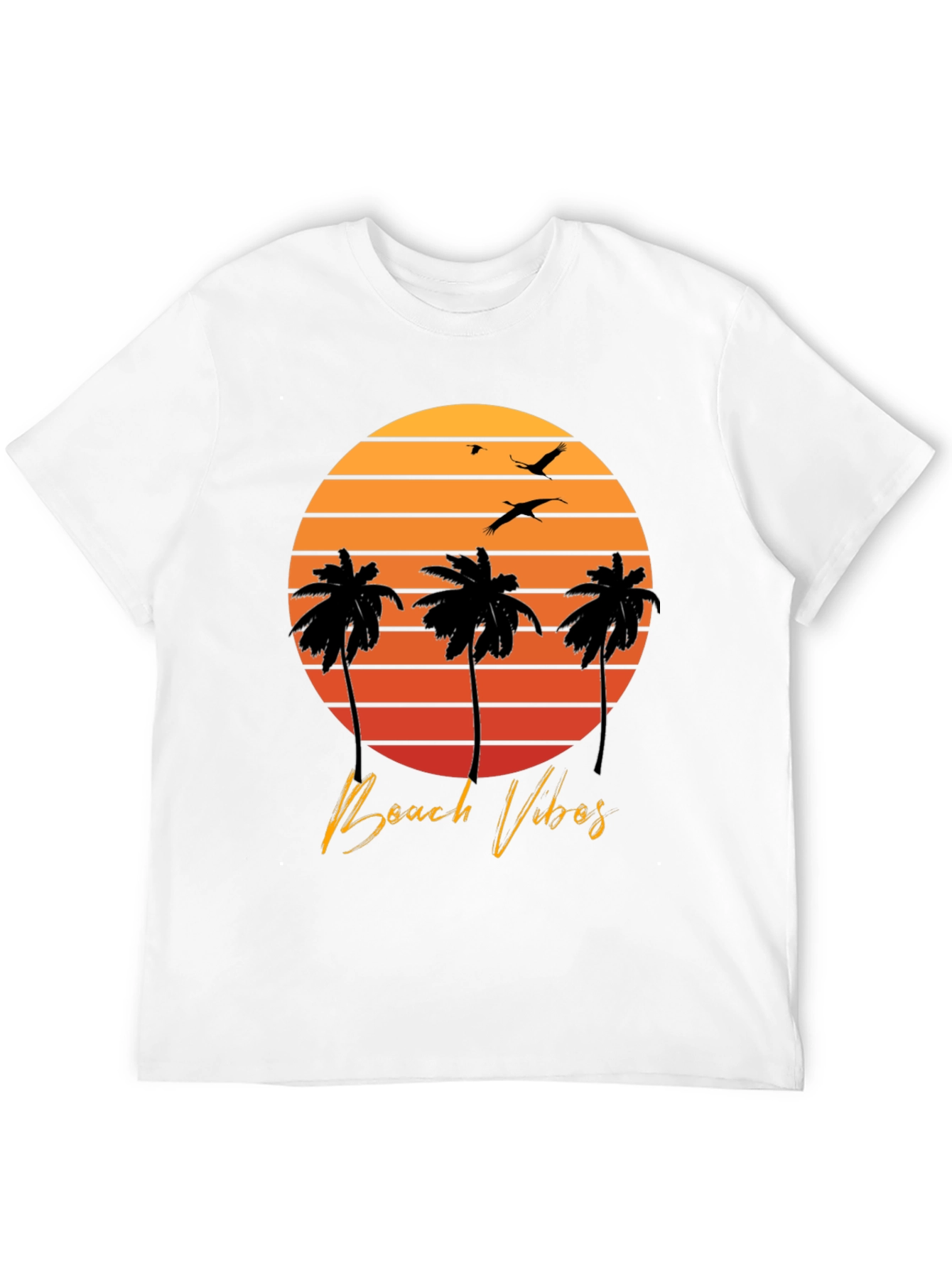 Beach Vibes T-Shirt - Sunset Palm Tree Design