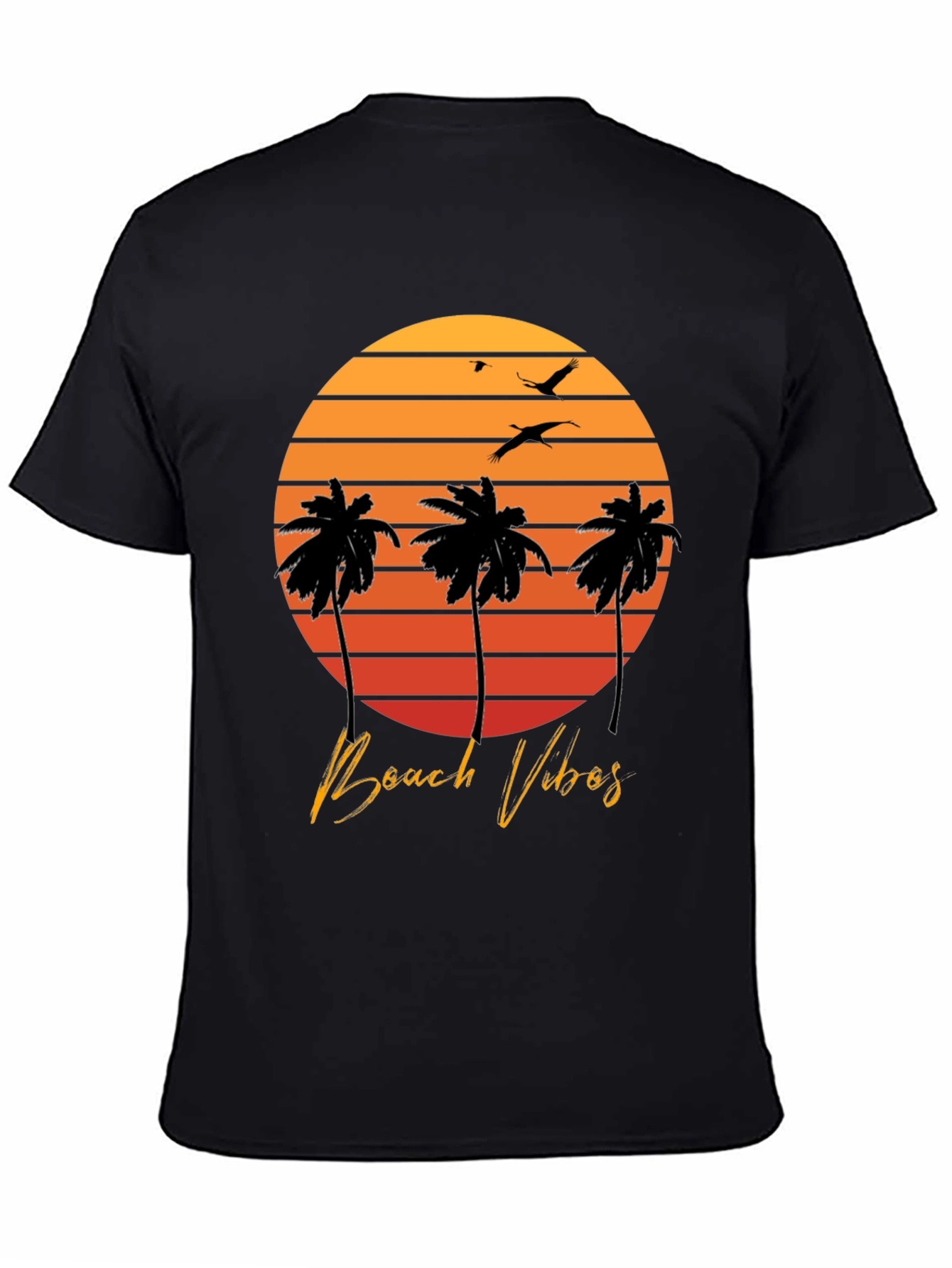 Beach Vibes T-Shirt - Sunset Palm Tree Design