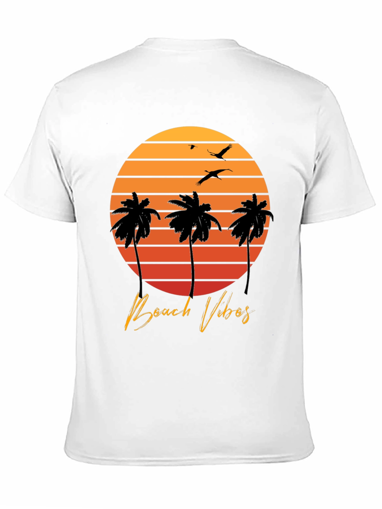 Beach Vibes T-Shirt - Sunset Palm Tree Design