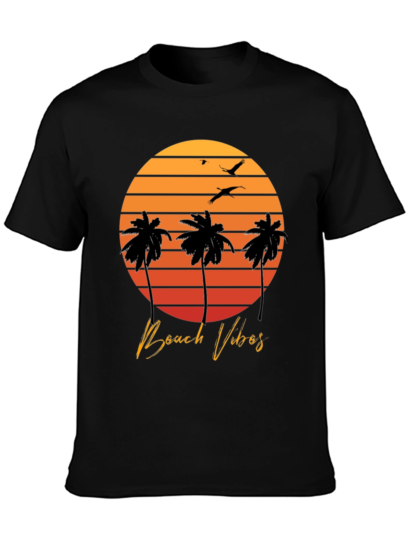 Beach Vibes T-Shirt - Sunset Palm Tree Design