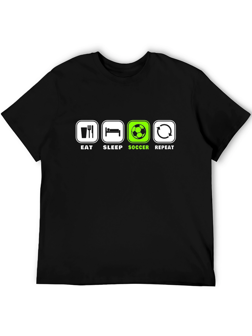 Eat Sleep Soccer Repeat T-Shirt - Black Graphic Tee