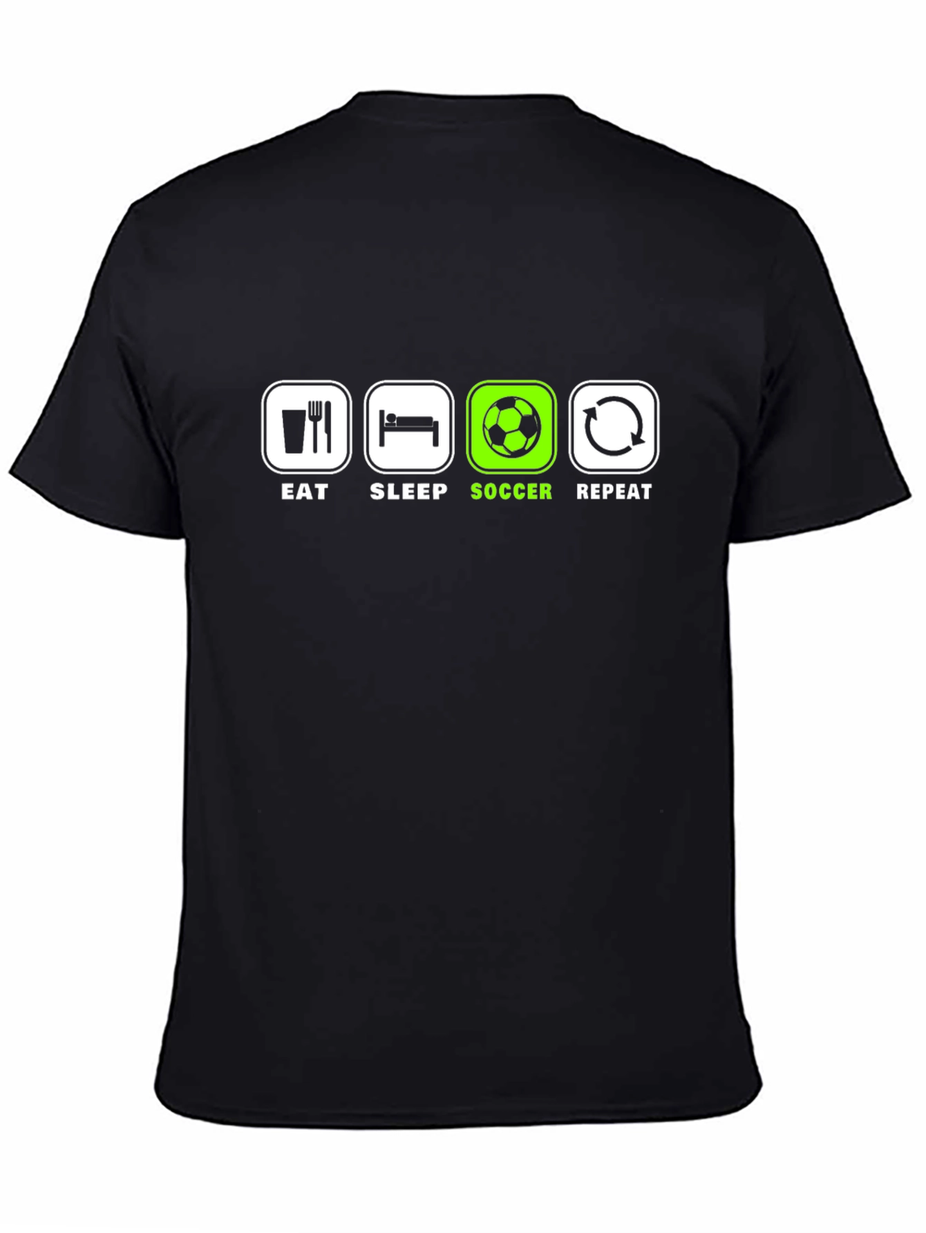Eat Sleep Soccer Repeat T-Shirt - Black Graphic Tee