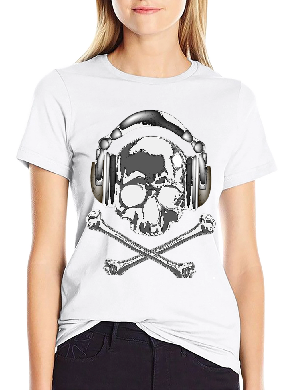 Skull with Headphones Graphic Tee - Rocker Style