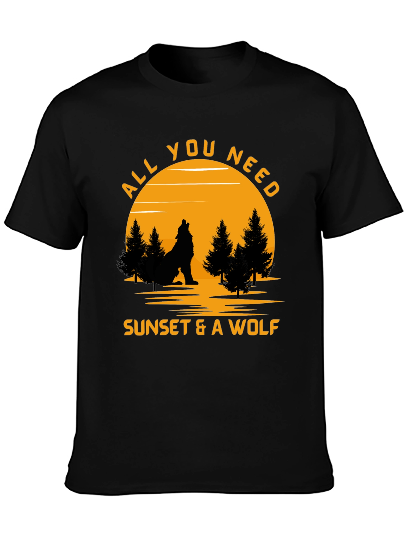Sunset & Wolf Graphic Tee -  Nature Lover Shirt