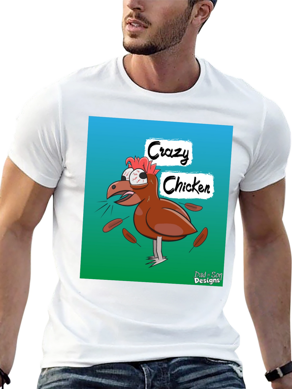 Crazy Chicken T-Shirt - Novelty Graphic Tee