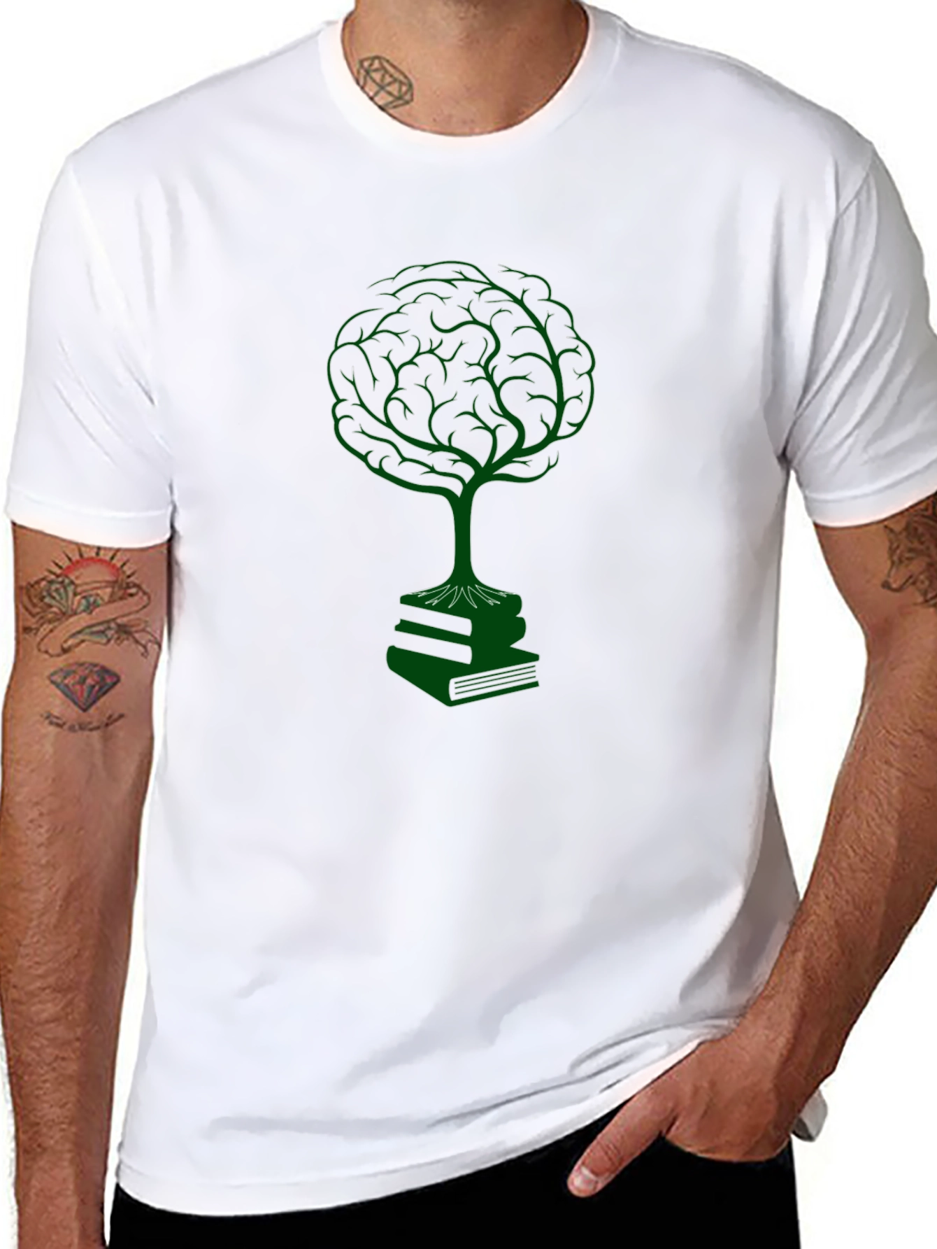 Brain Tree on Books T-Shirt - Knowledge is Power