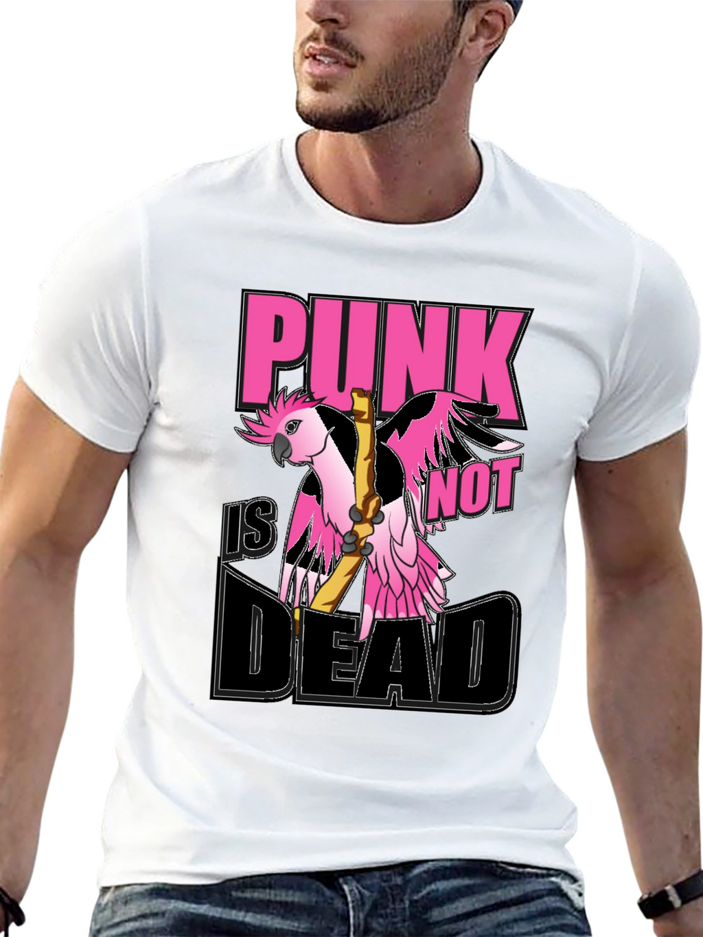 Punk is Not Dead Parrot Graphic T-Shirt