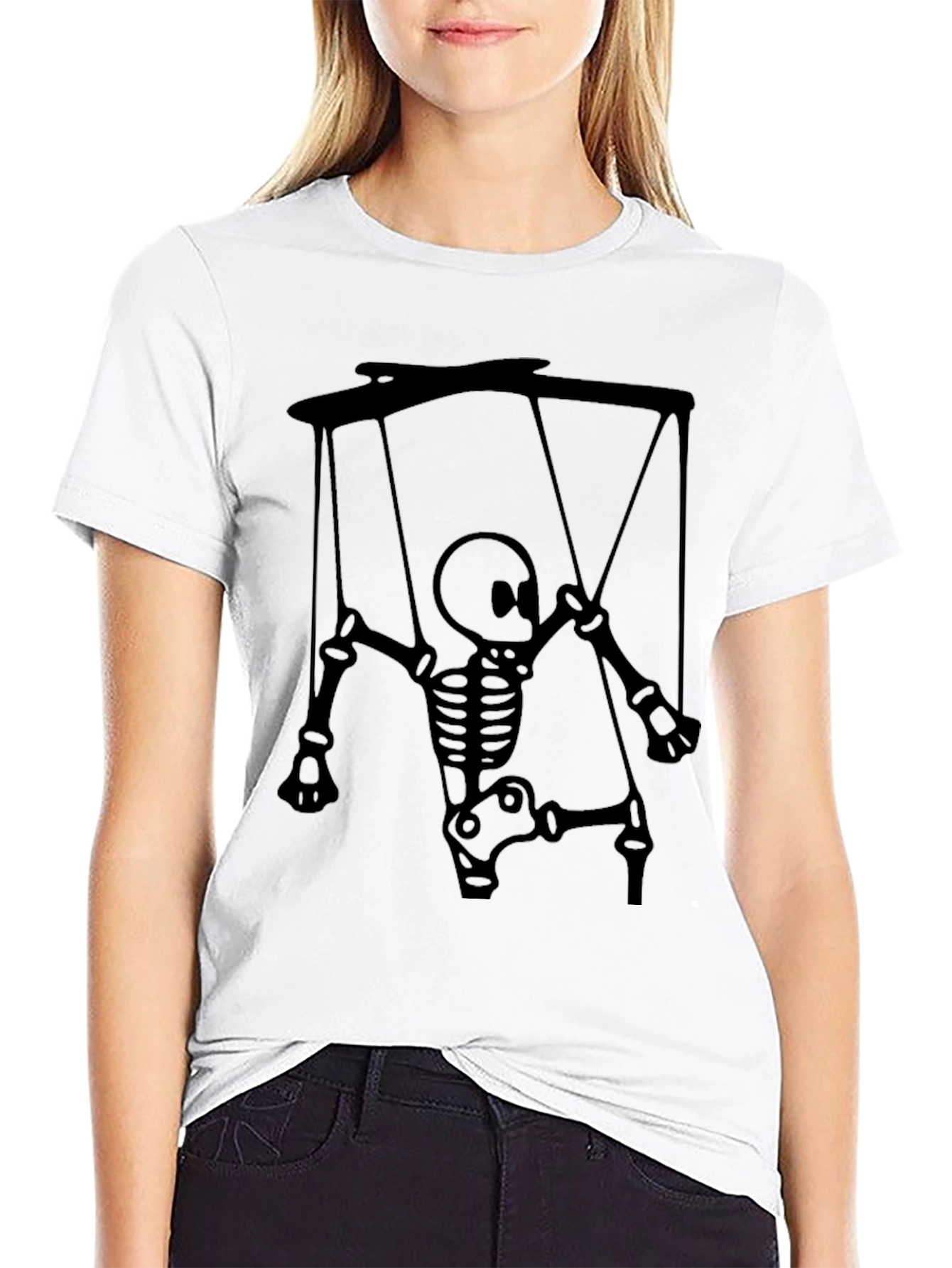 Skeleton Puppet Graphic Tee - Unique Halloween Shirt
