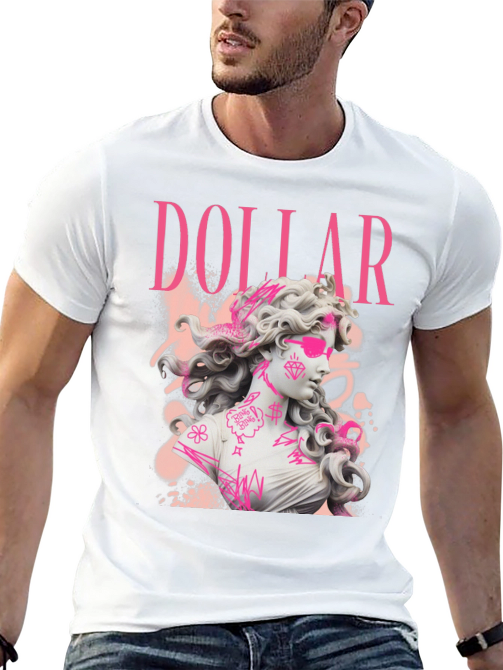 Dollar Statue Graphic Tee - Stylish Black T-Shirt