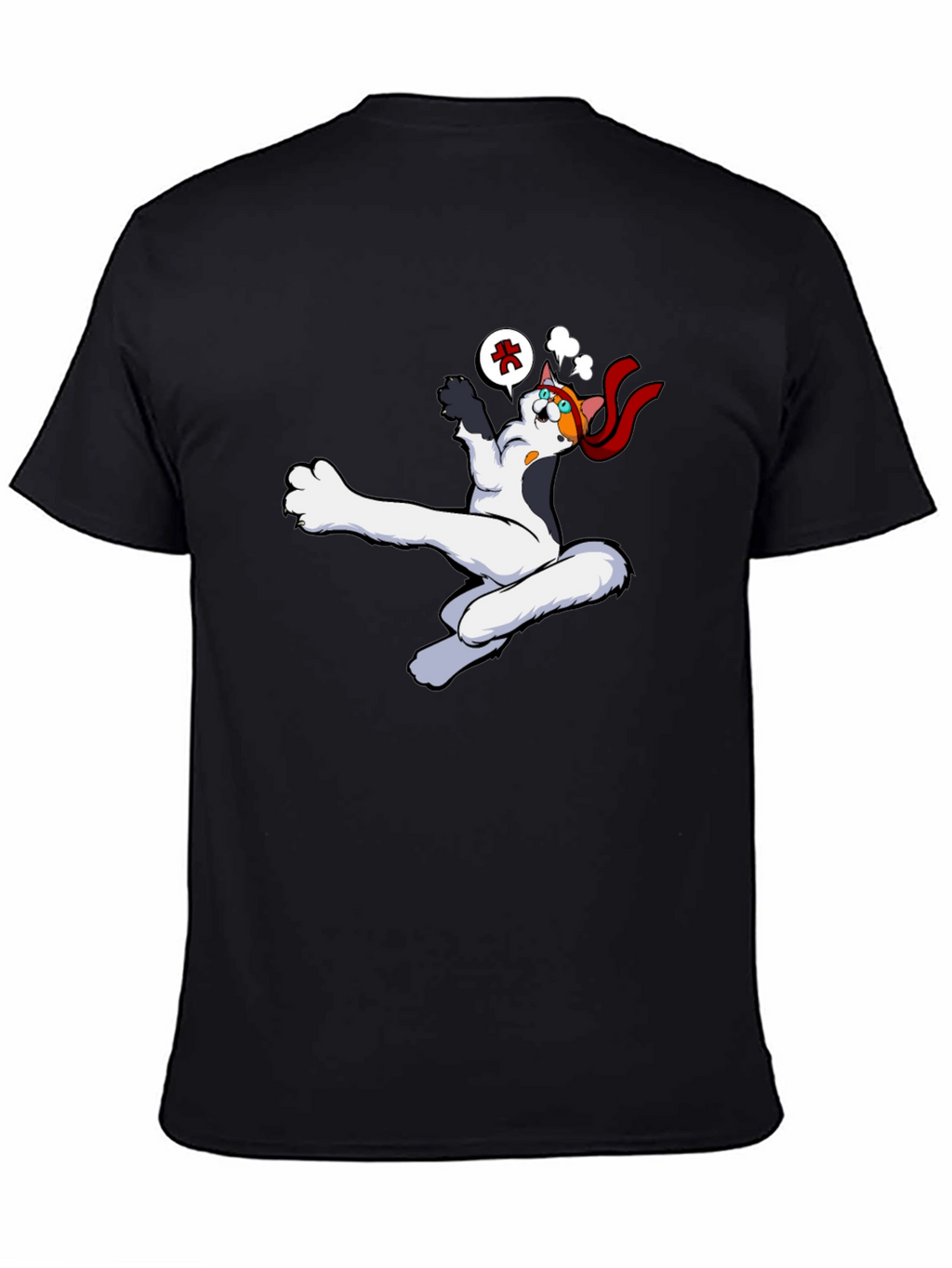 Funny Cartoon Cat Black T-Shirt