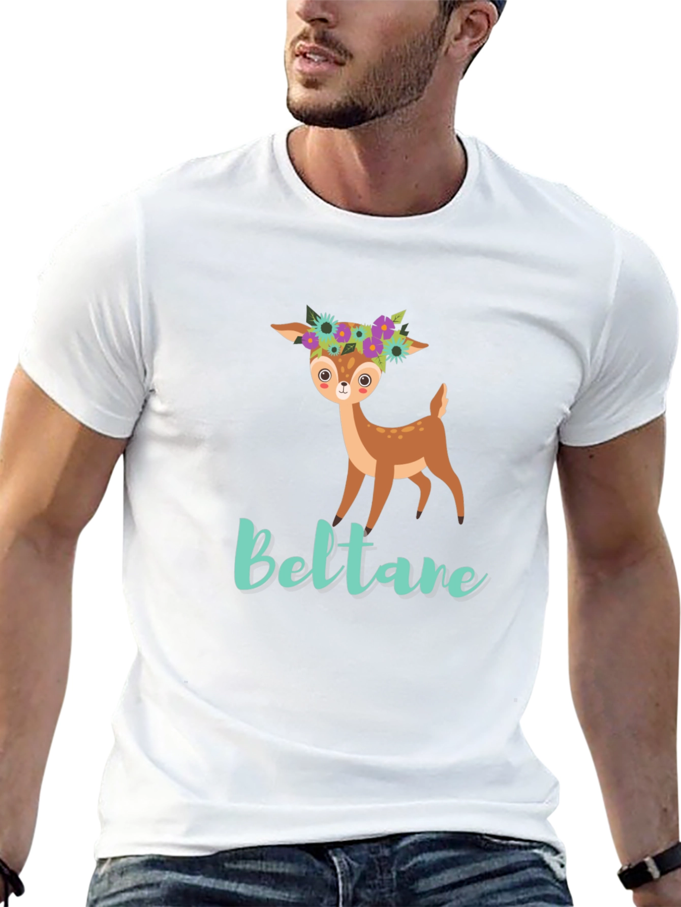 Cute Deer Floral T-Shirt - Beltane Design