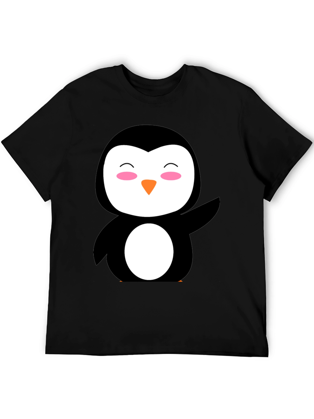 Cute Penguin Graphic Black T-Shirt