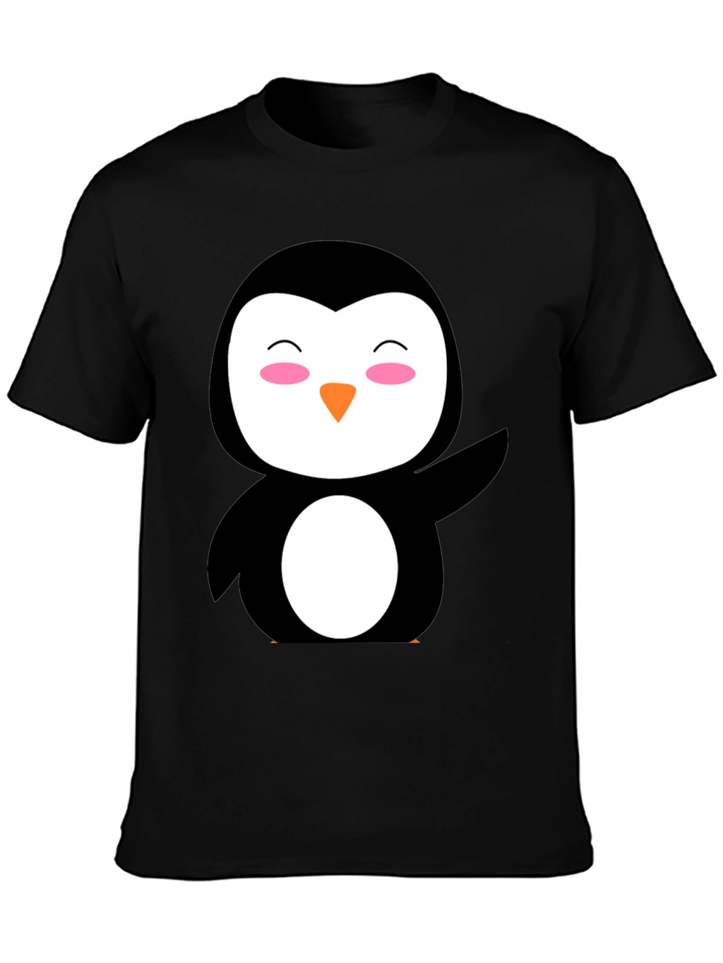 Cute Penguin Graphic Black T-Shirt