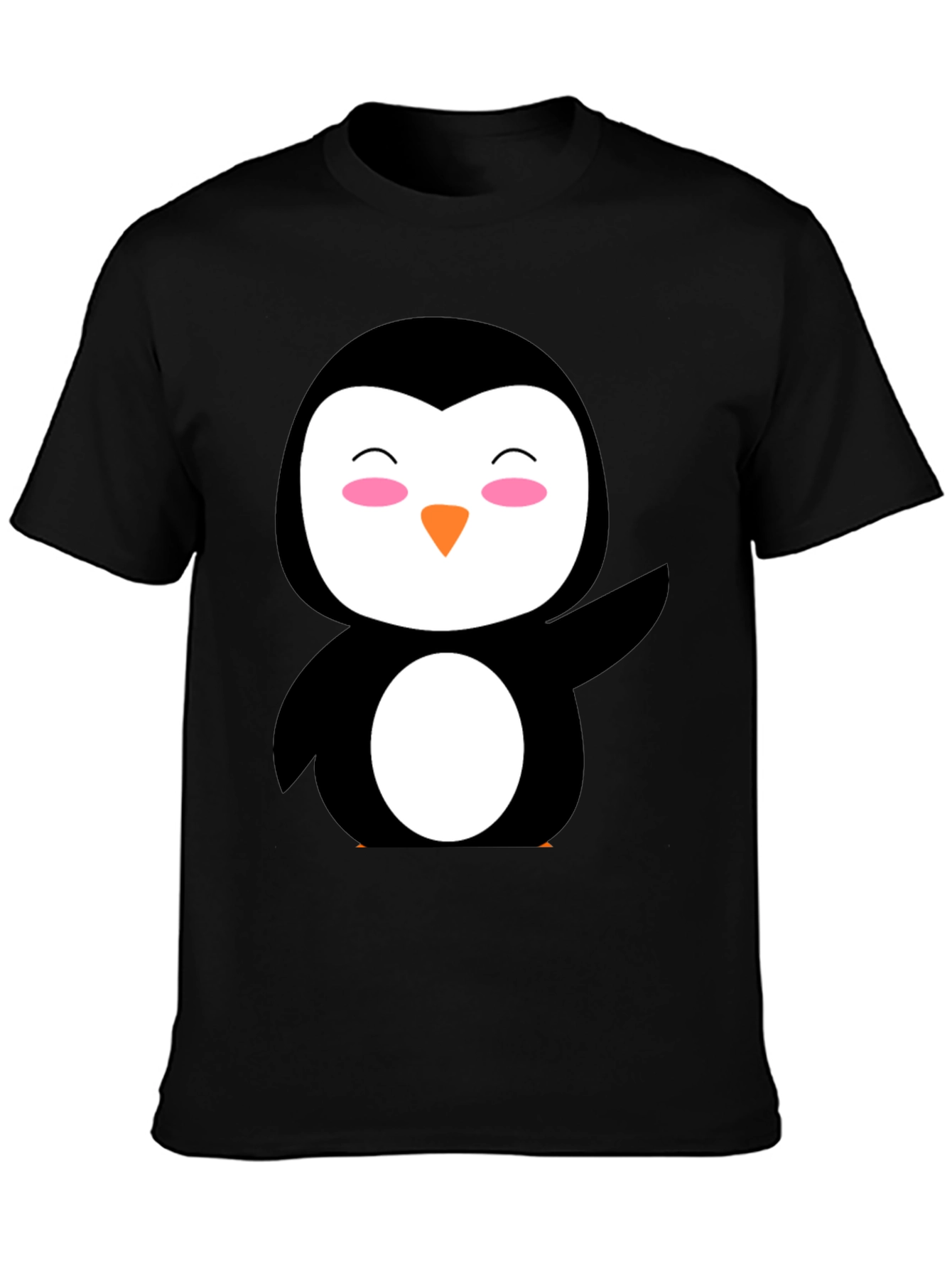 Cute Penguin Graphic Black T-Shirt