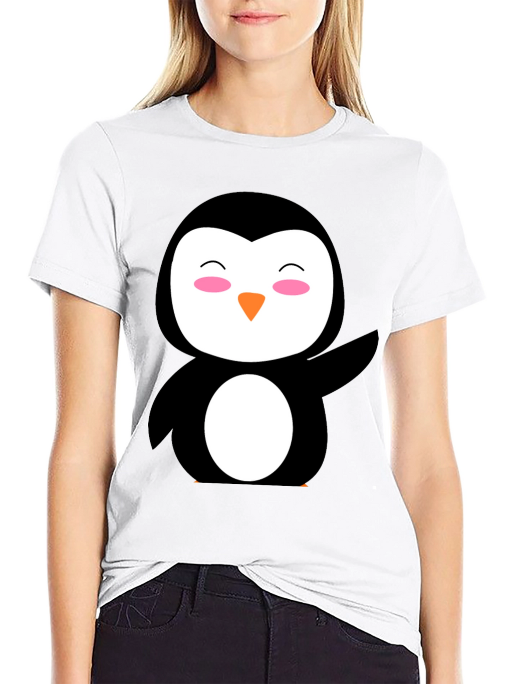 Cute Penguin Graphic Black T-Shirt