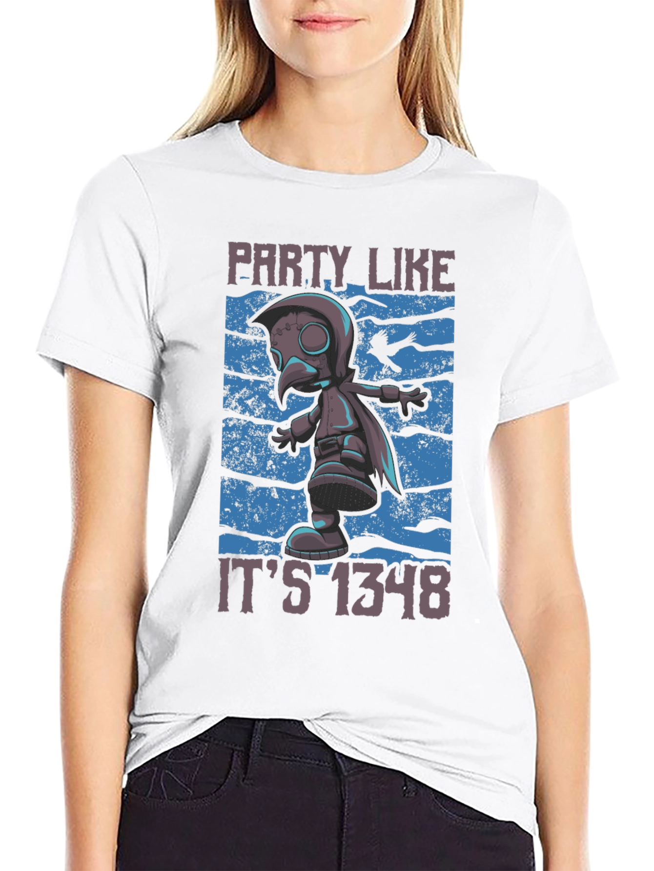 Plague Doctor Party T-Shirt - Funny 1348 Style