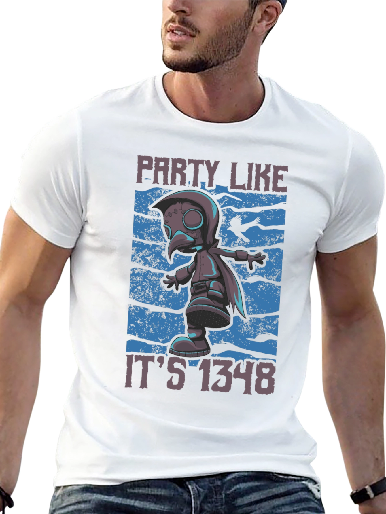 Plague Doctor Party T-Shirt - Funny 1348 Style