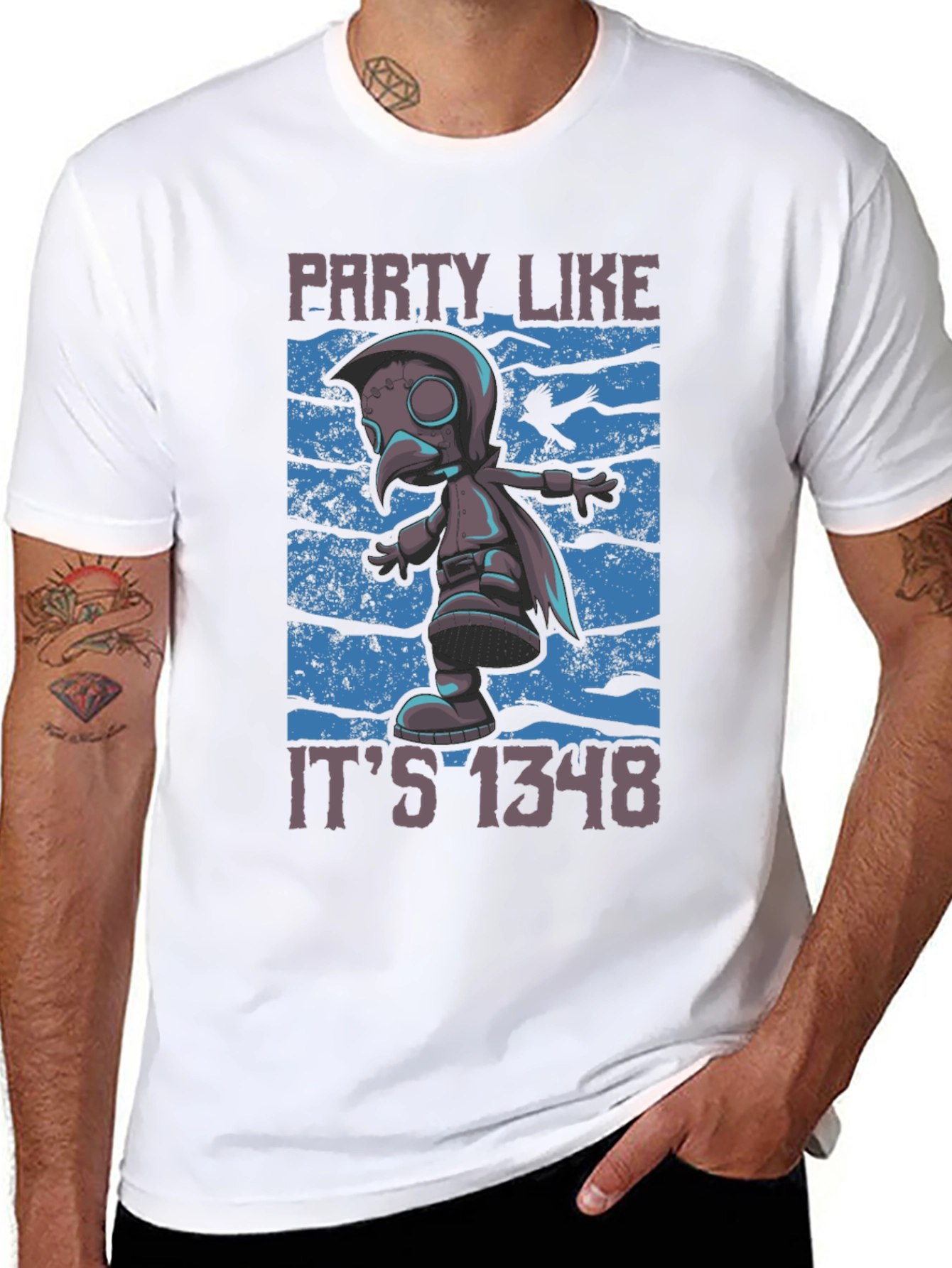 Plague Doctor Party T-Shirt - Funny 1348 Style