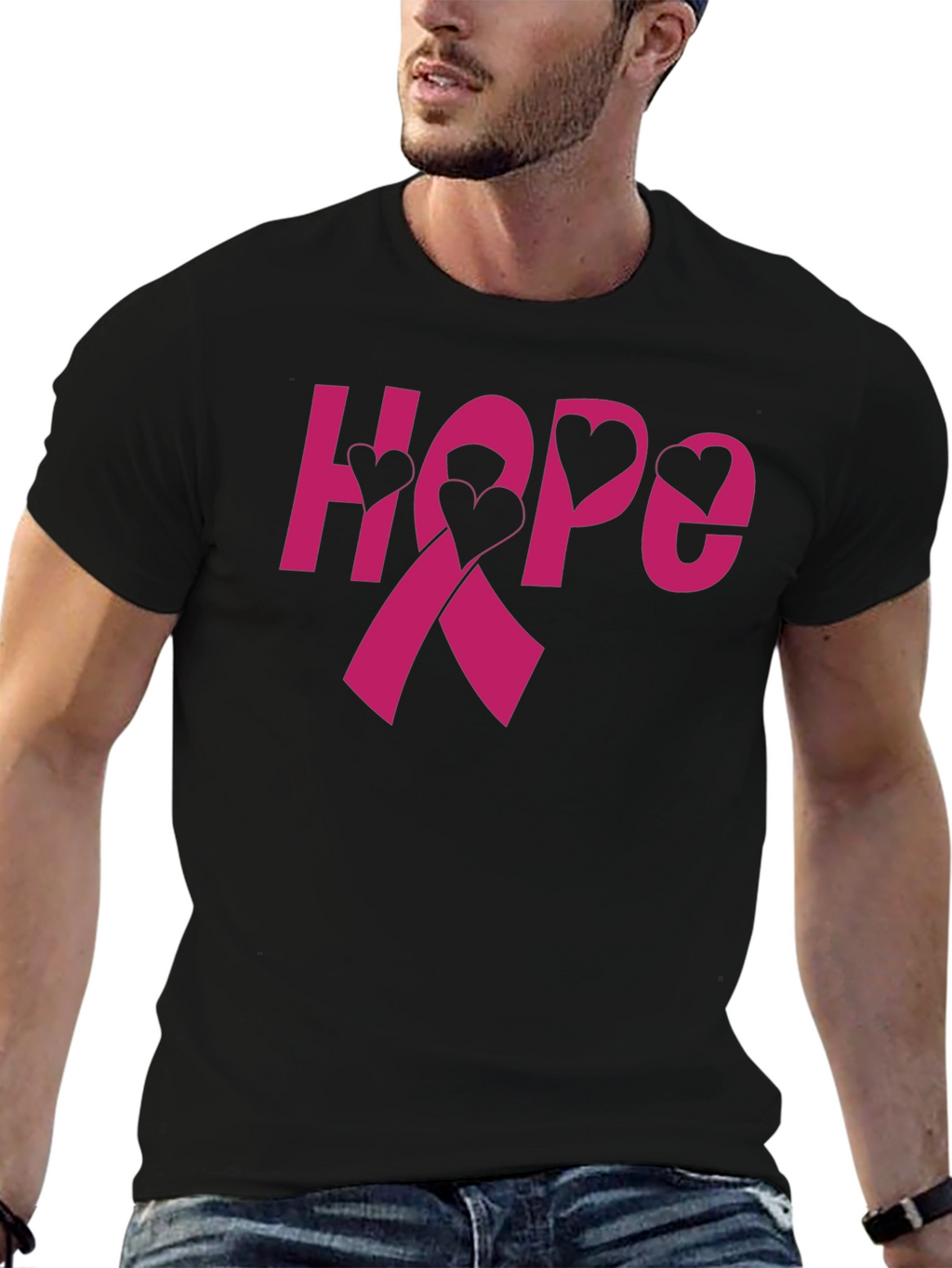 Hope Ribbon Heart T-Shirt - Breast Cancer Awareness
