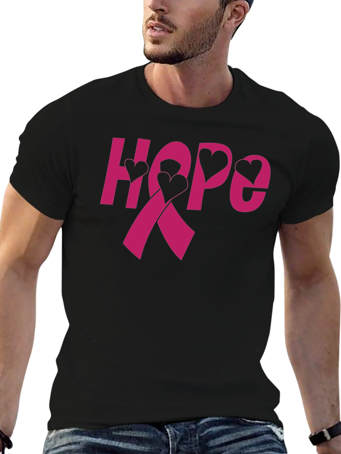 Hope Ribbon Heart T-Shirt - Breast Cancer Awareness