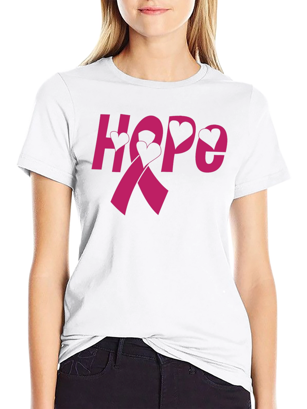 Hope Ribbon Heart T-Shirt - Breast Cancer Awareness