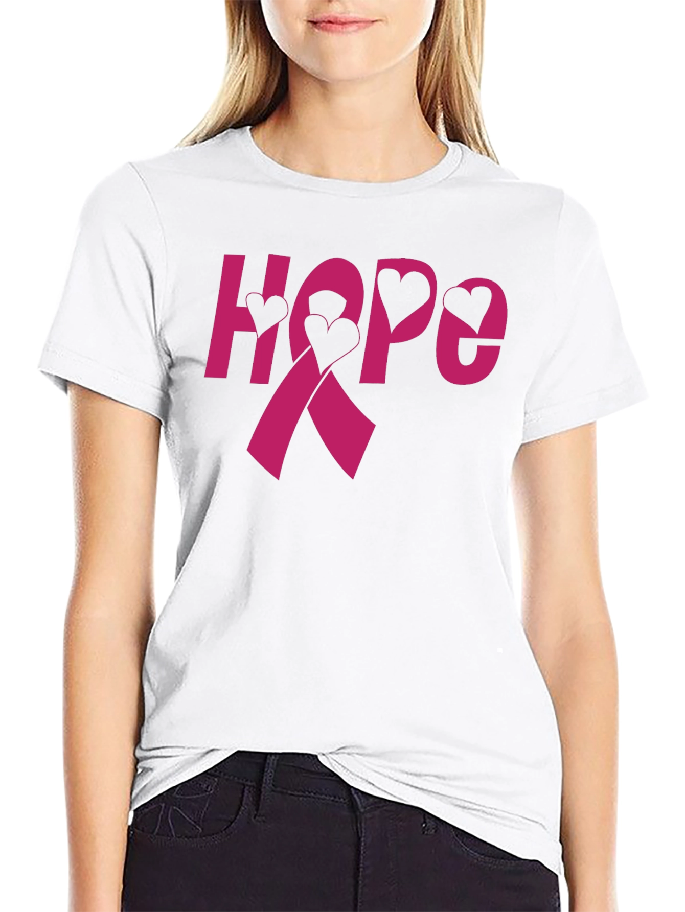 Hope Ribbon Heart T-Shirt - Breast Cancer Awareness