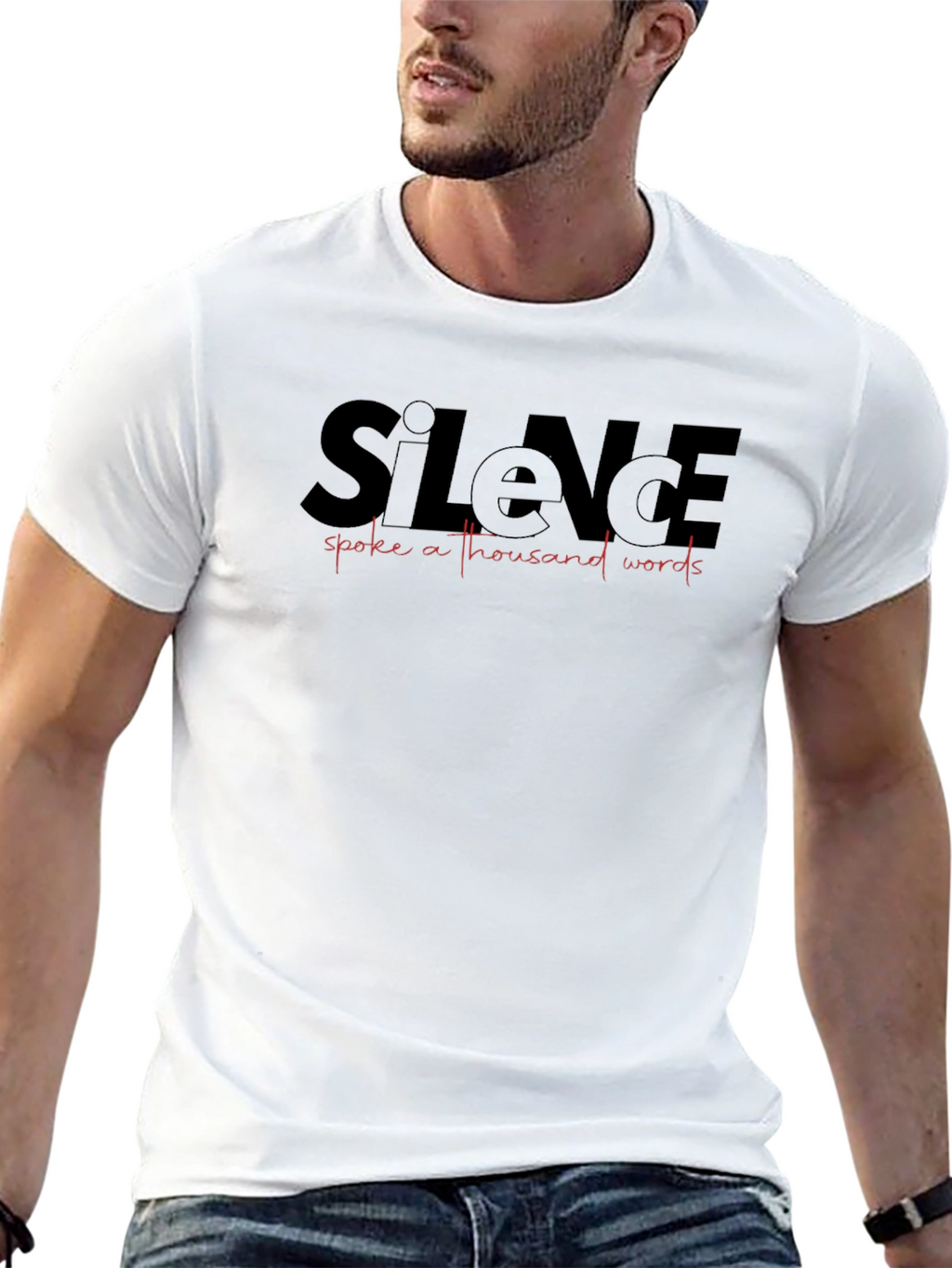 Silence Speaks Mens Black Graphic Tee