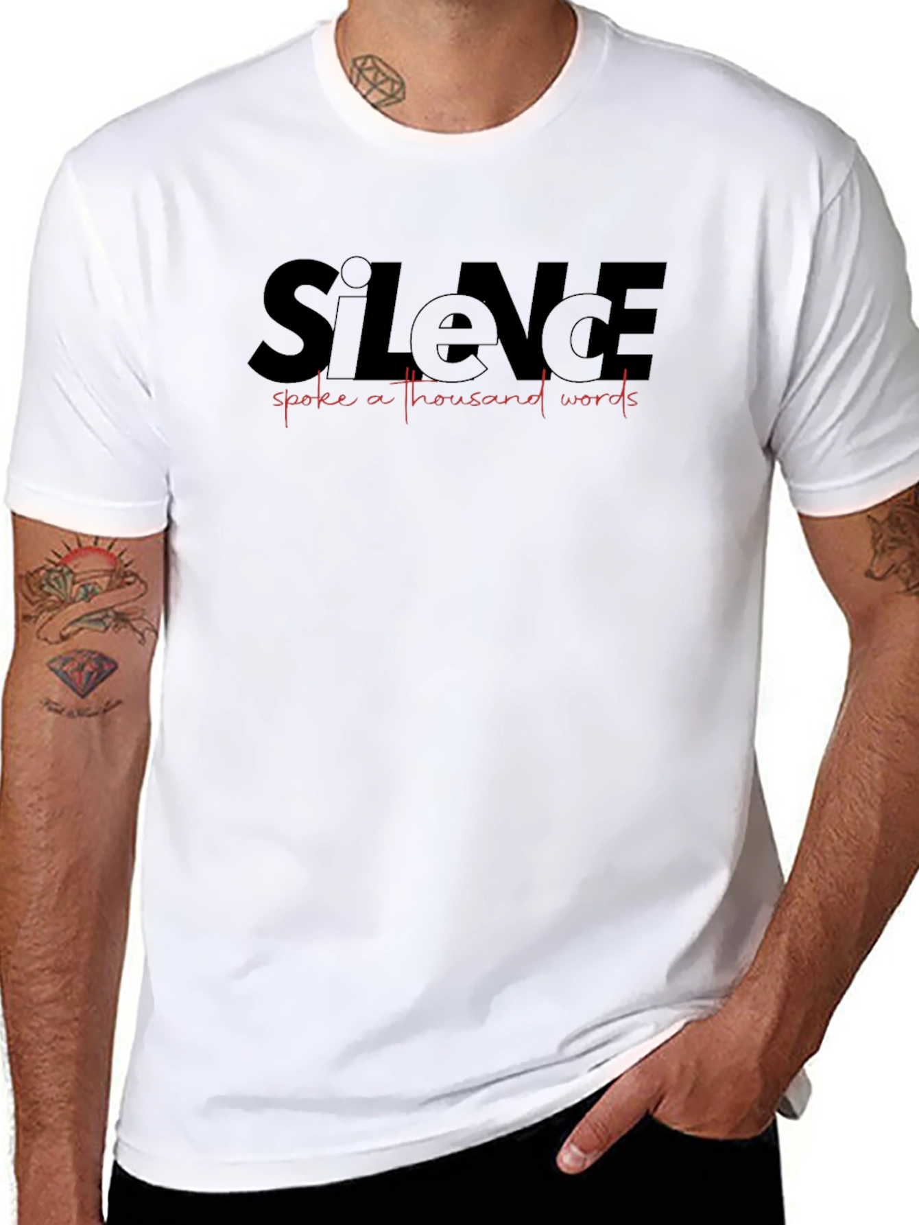 Silence Speaks Mens Black Graphic Tee