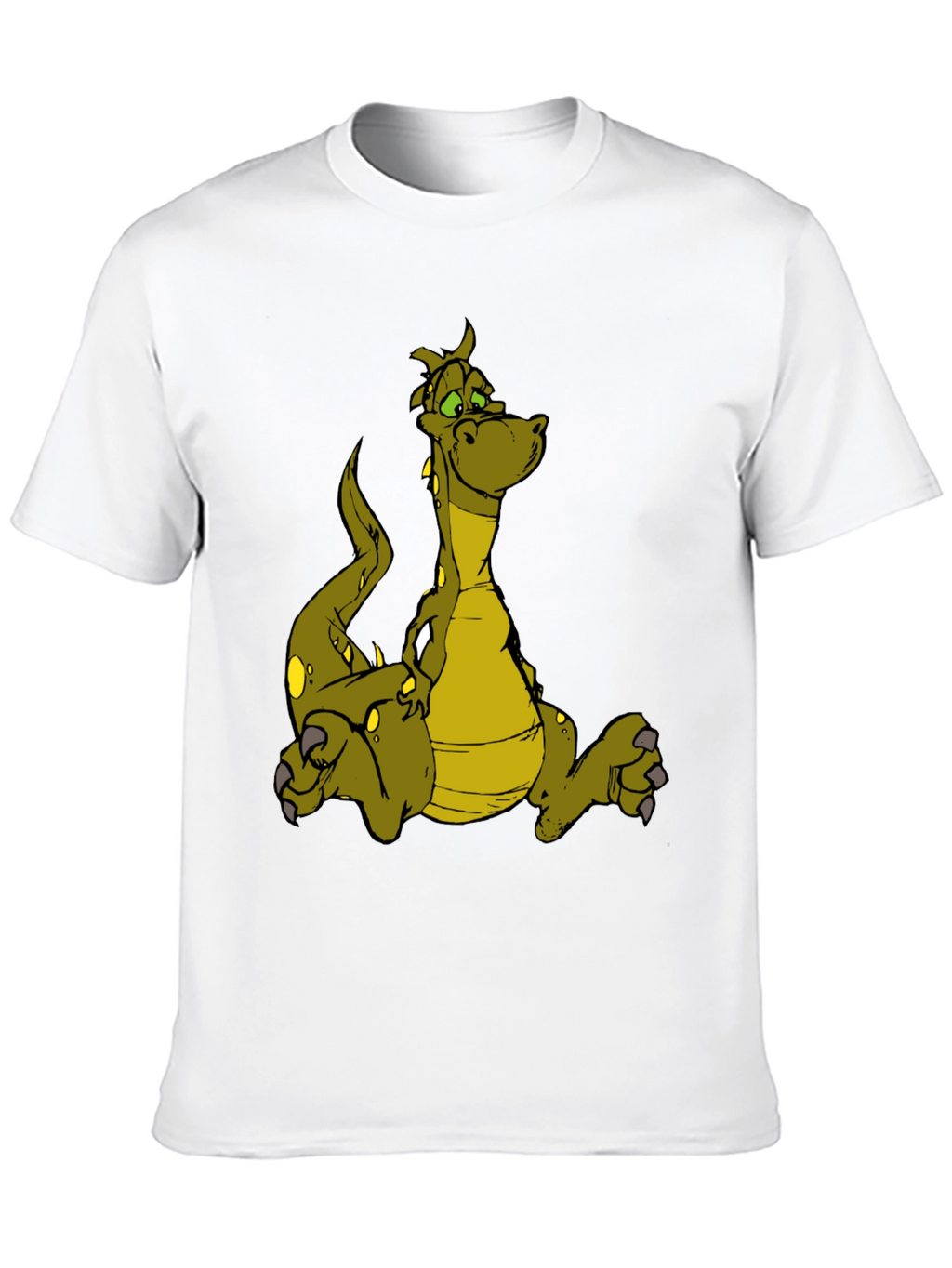 Cartoon Dragon Graphic T-Shirt - Black Cotton Tee
