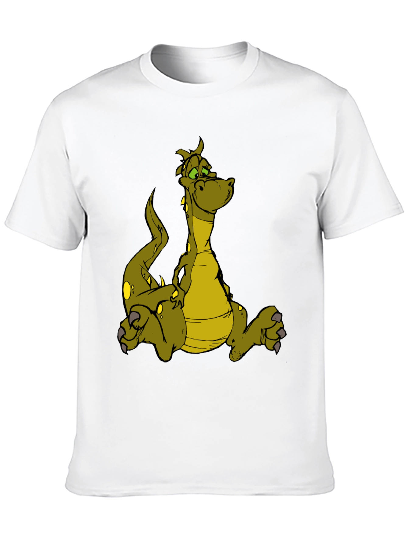 Cartoon Dragon Graphic T-Shirt - Black Cotton Tee