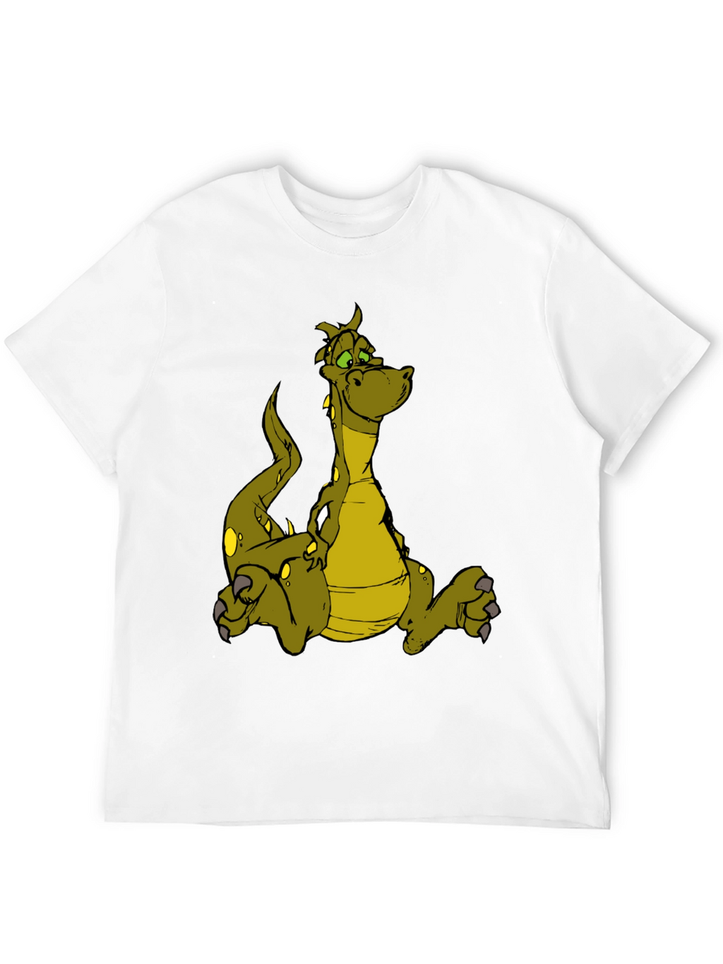 Cartoon Dragon Graphic T-Shirt - Black Cotton Tee