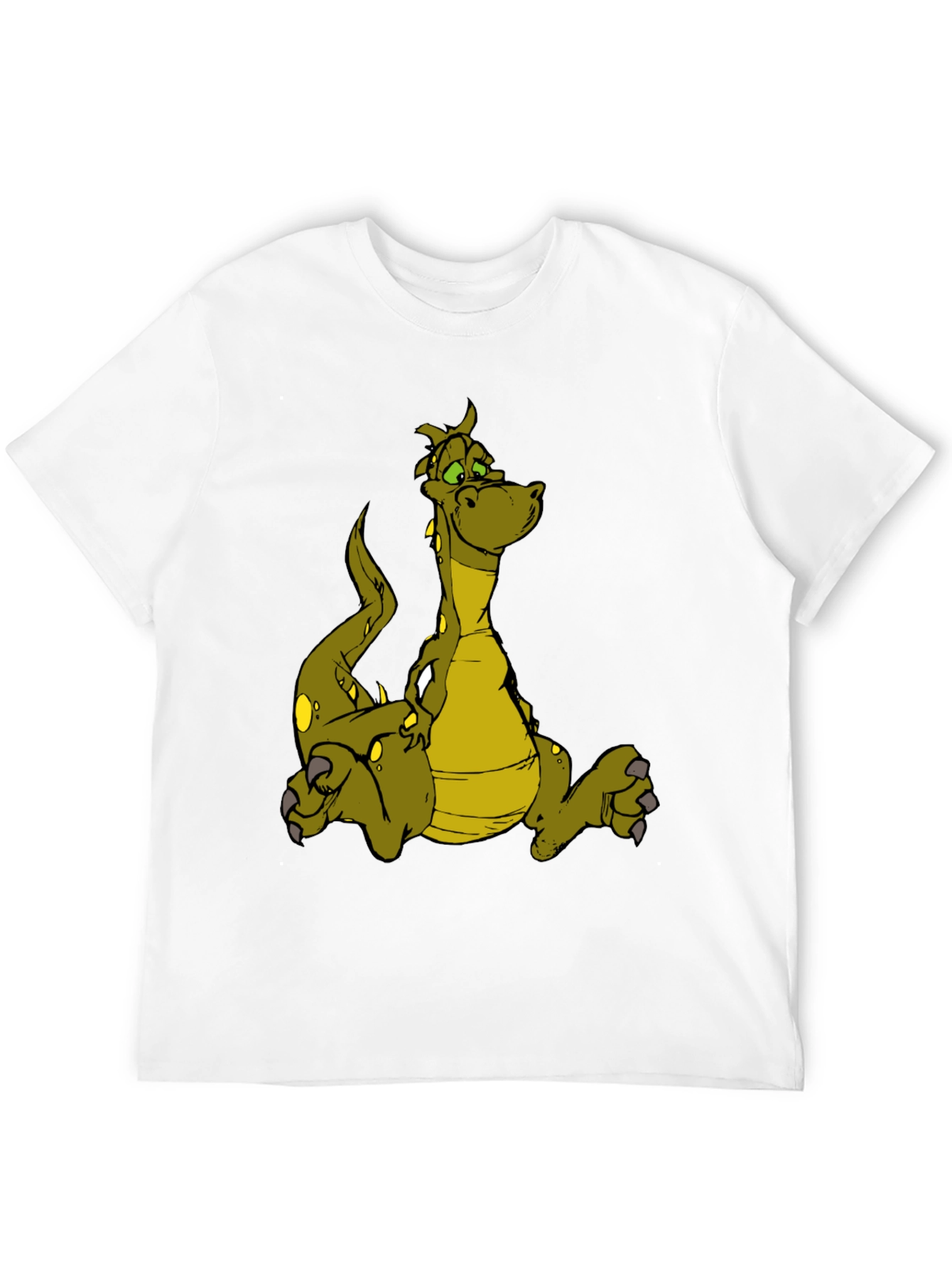 Cartoon Dragon Graphic T-Shirt - Black Cotton Tee
